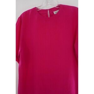 Argent Fuchsia Pink 100% Silk Charmeuse Blouse Chic Workwear & Cocktail Top Sz 8